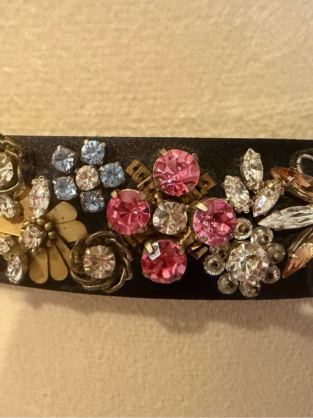 Alexander McQueen Black Embellished Floral Crystal Belt